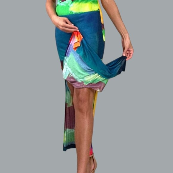LENNY NIEMEYER ABSTRACT PRINT MULTI-COLOR MAXI DRESS - Picture 4 of 10